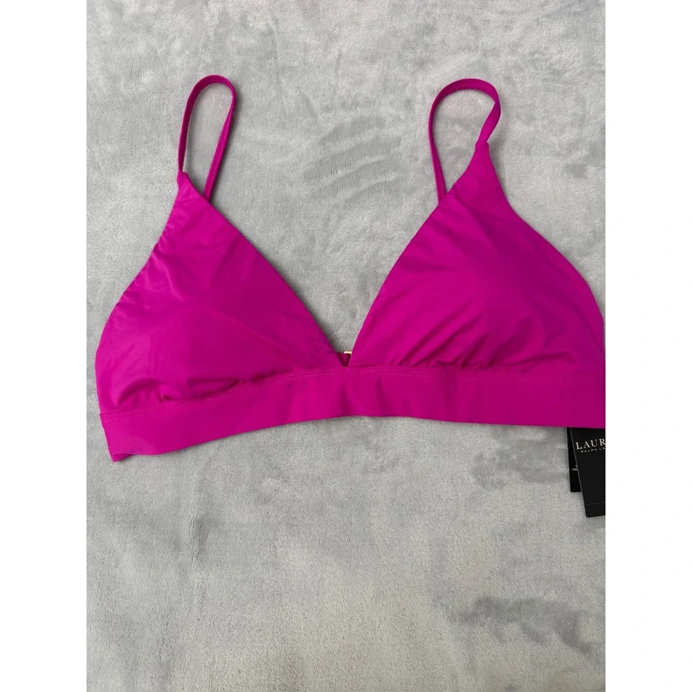 Lauren Ralph Lauren Women's Triangle V-Neck Bikini Top, Size 14 $85
